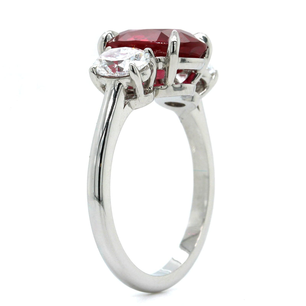 Platinum 3 Stone Ruby & Diamond Ring