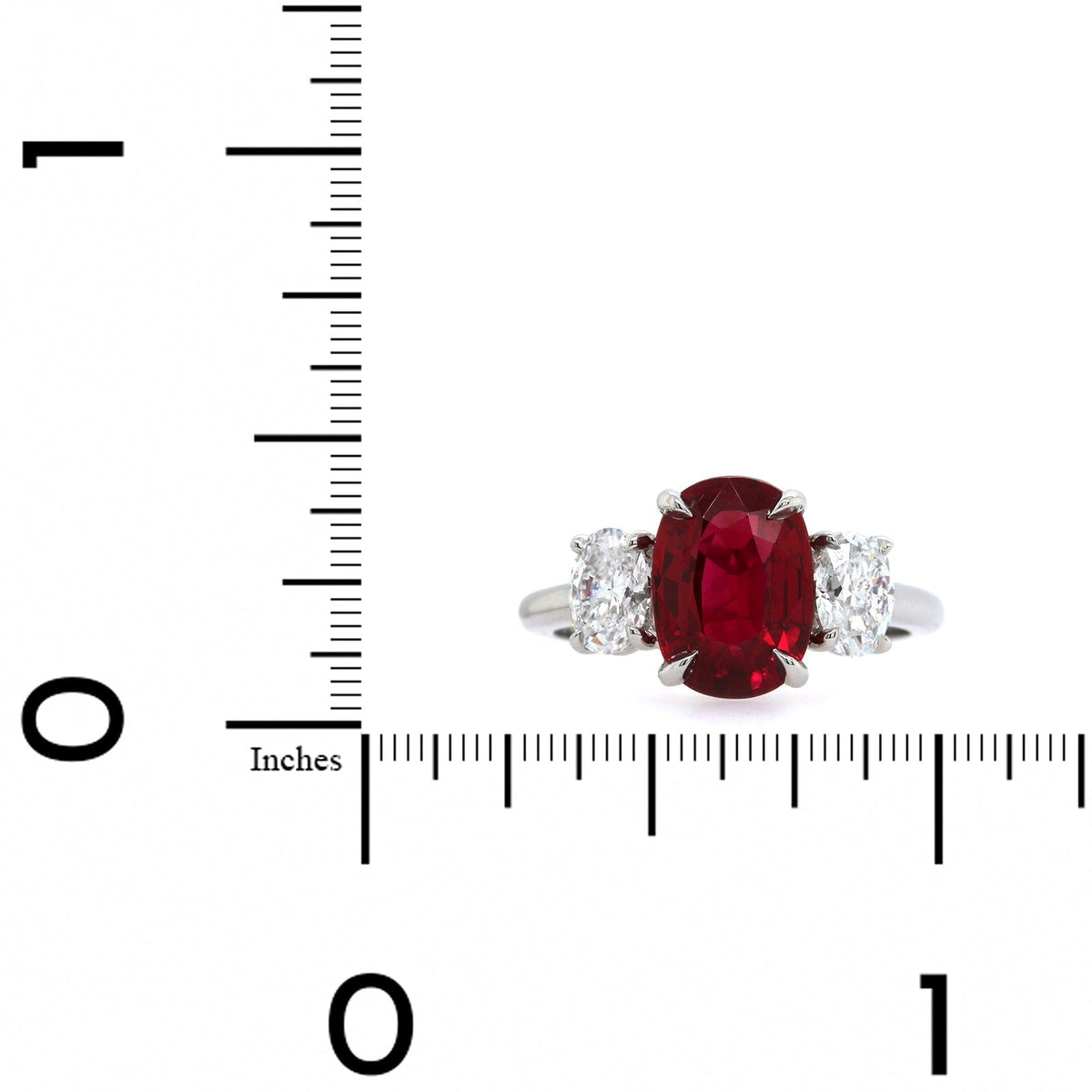 Platinum 3 Stone Ruby & Diamond Ring