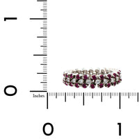 18K White Gold 3 Row Adjustable Diamond and Ruby Ring