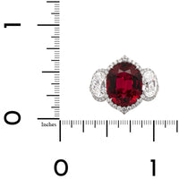 Bayco Platinum Oval Ruby and Diamond 3 Stone Ring