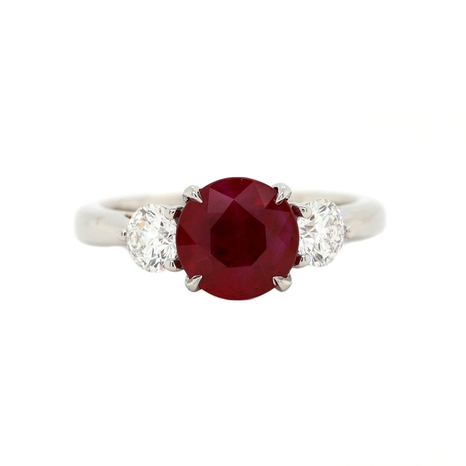 Platinum 3 Stone Ruby and Diamond Ring