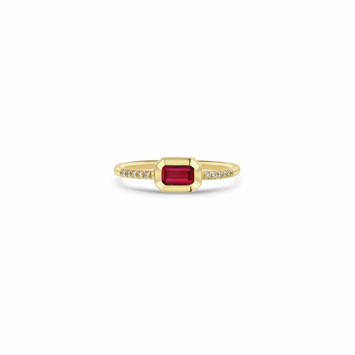 Zoe Chicco 14K Yellow Gold Ruby and Pave Diamond Ring