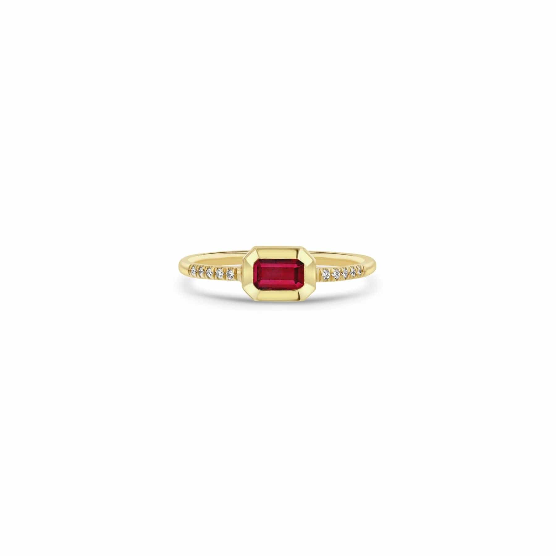 Zoe Chicco 14K Yellow Gold Ruby and Pave Diamond Ring
