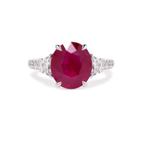 18K White Gold Round Ruby and Diamond Ring