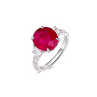 18K White Gold Round Ruby and Diamond Ring