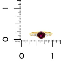 18K Yellow Gold Round Ruby and Diamond Ring