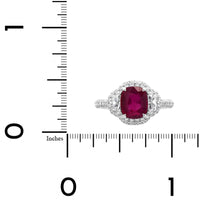18K White Gold Cushion Cut Ruby and Diamond Ring