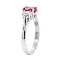Platinum 3 Stone Oval Ruby and Diamond Ring