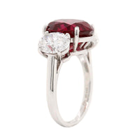 Bayco Platinum Oval Ruby and Diamond 3 Stone Ring