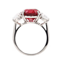 Bayco Platinum Oval Ruby and Diamond 3 Stone Ring