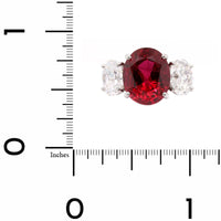 Bayco Platinum Oval Ruby and Diamond 3 Stone Ring