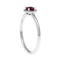 14K White Gold Ruby and Diamond Halo Ring