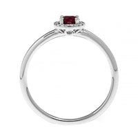 14K White Gold Ruby and Diamond Halo Ring