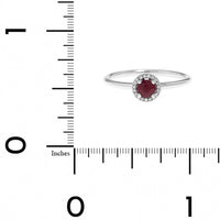 14K White Gold Ruby and Diamond Halo Ring