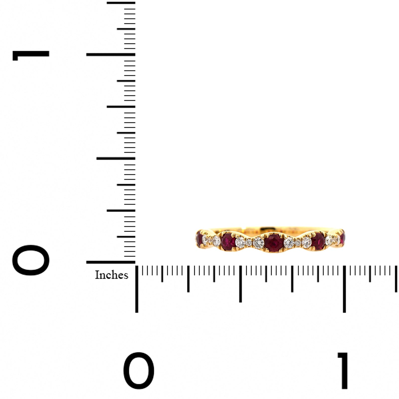 18K Yellow Gold Alternating Diamond and Ruby Wedding Ring