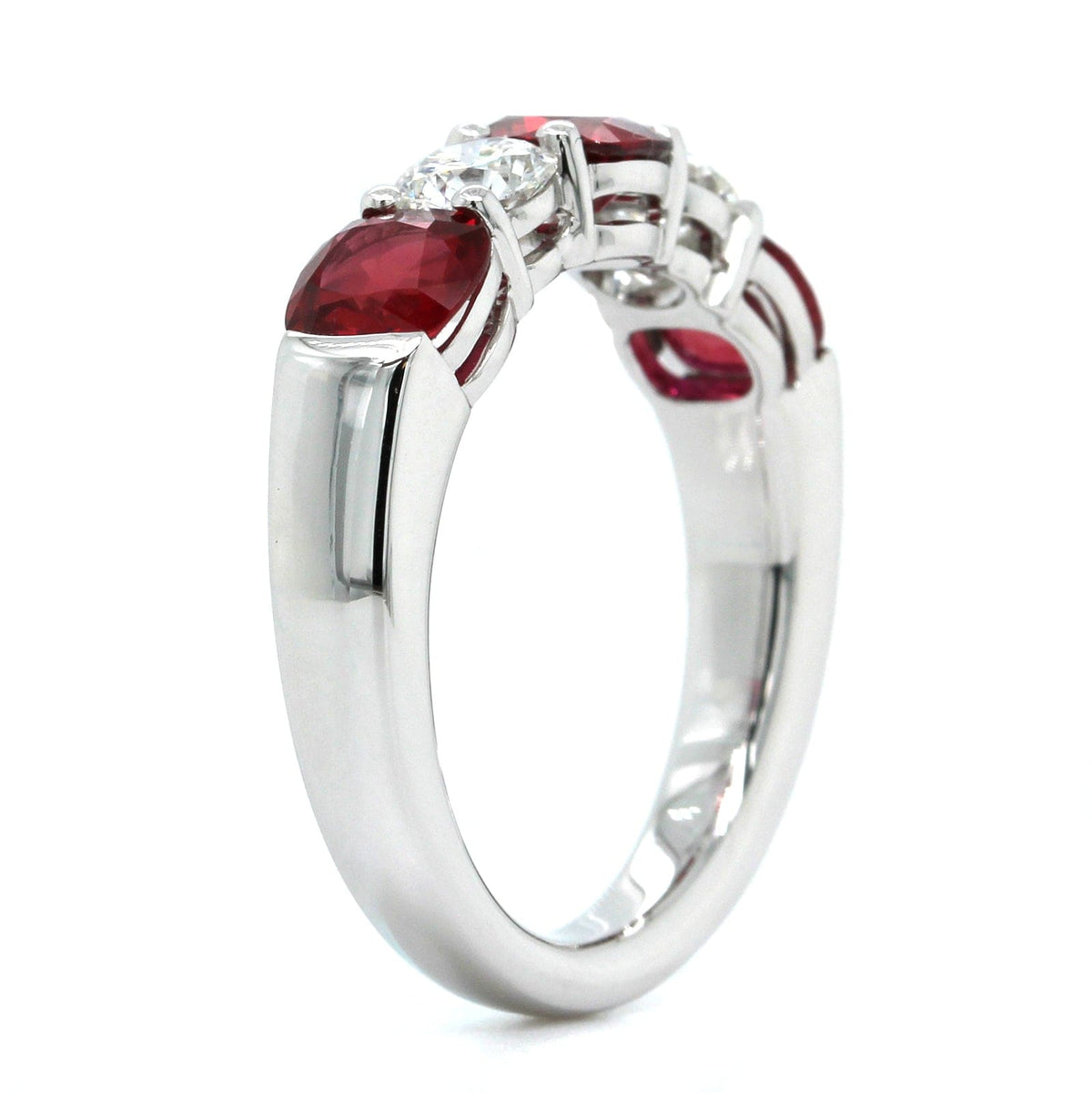 Platinum Diamond and Ruby Shared Prong Band