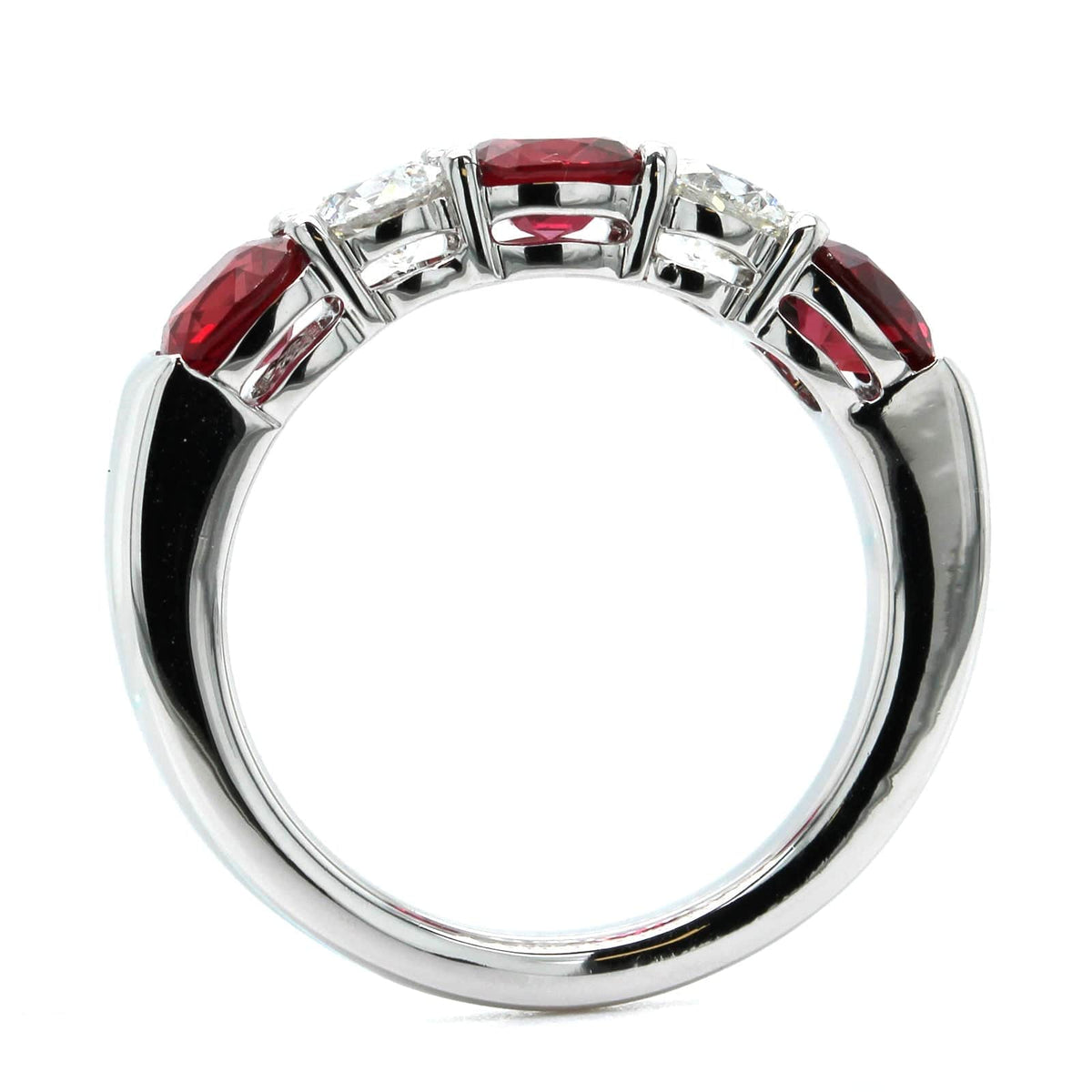 Platinum Diamond and Ruby Shared Prong Band