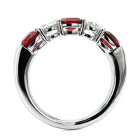 Platinum Diamond and Ruby Shared Prong Band