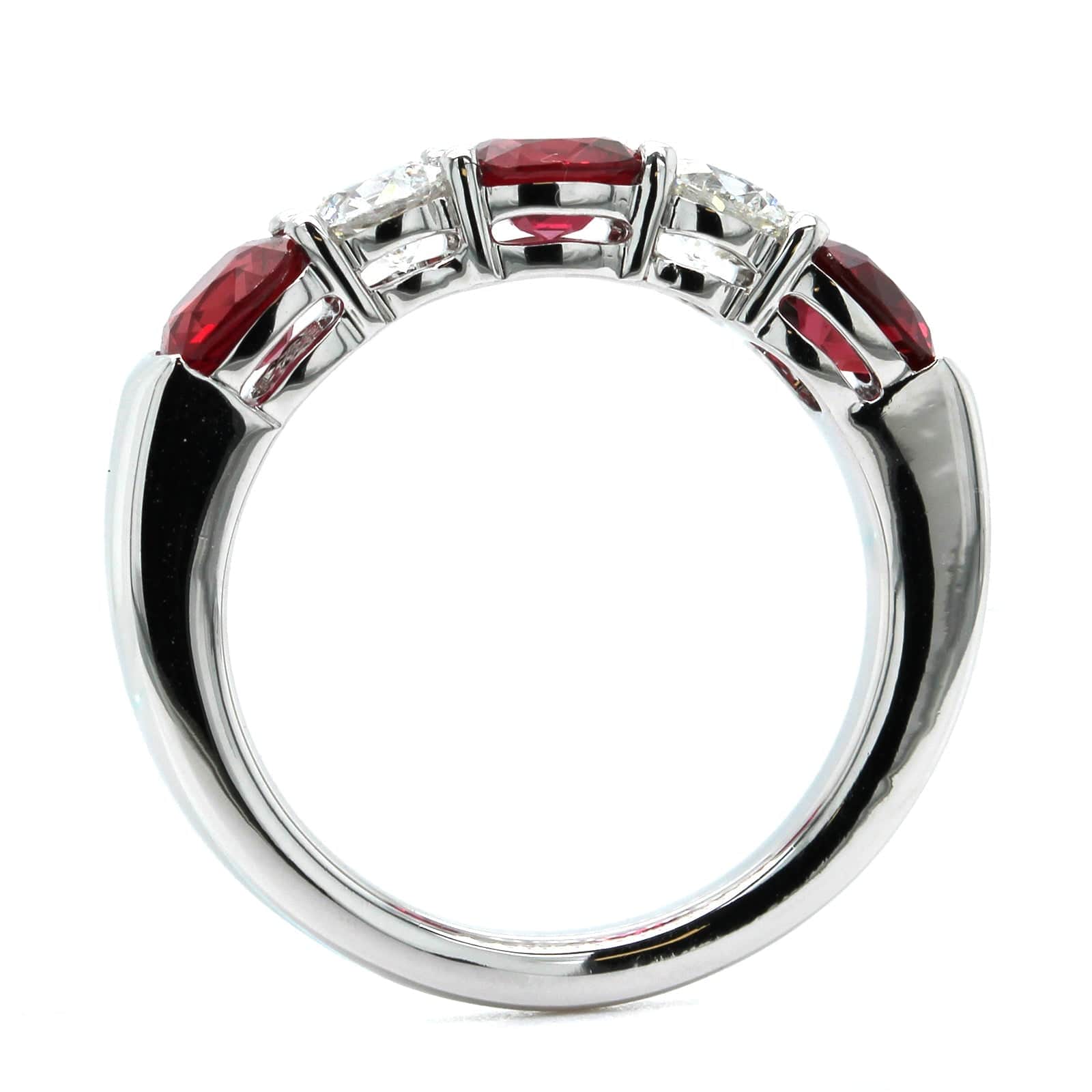 Platinum Diamond and Ruby Shared Prong Band