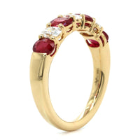 18K Yellow Gold Alternating Diamond and Ruby Band