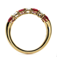 18K Yellow Gold Alternating Diamond and Ruby Band
