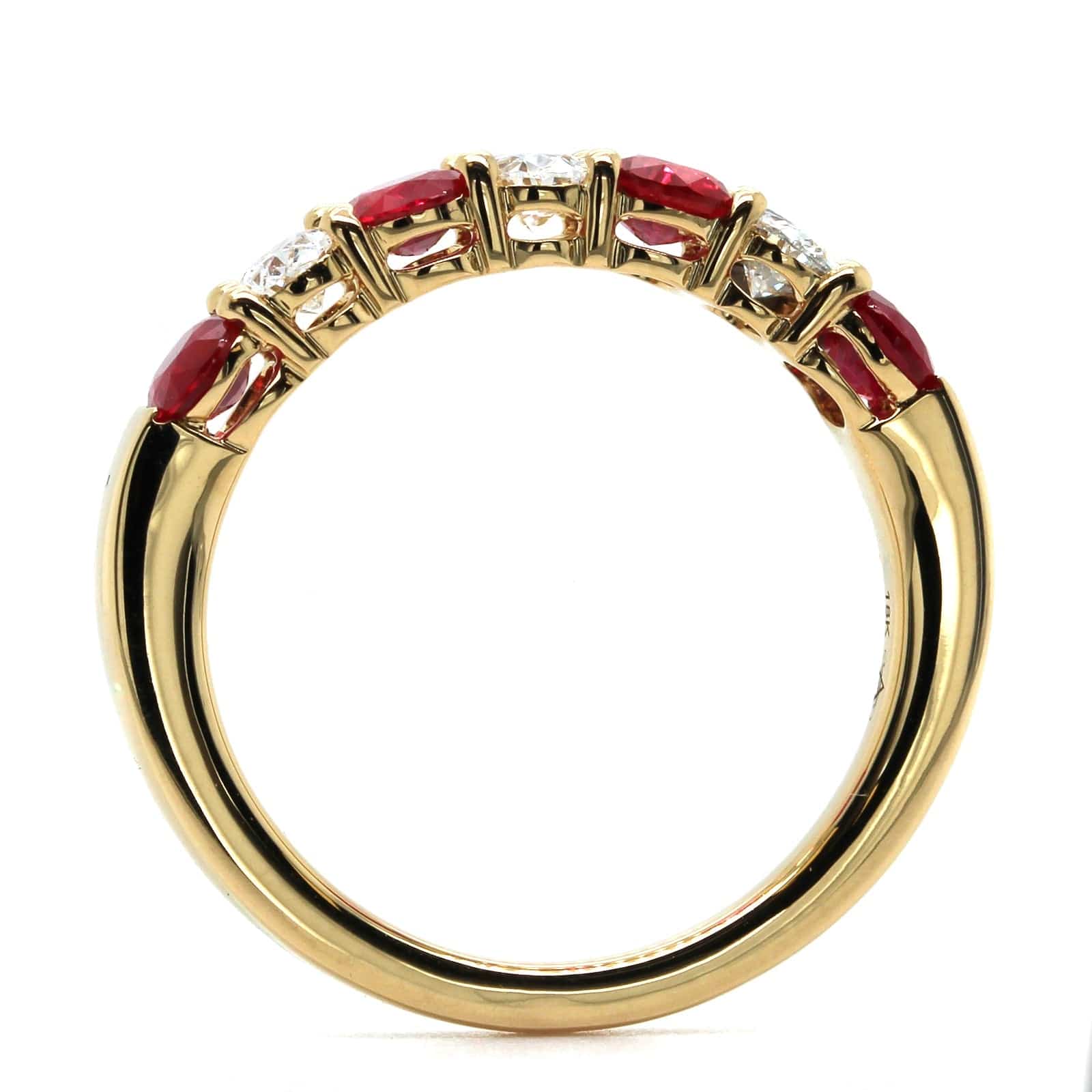 18K Yellow Gold Alternating Diamond and Ruby Band