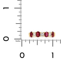 18K Yellow Gold Alternating Diamond and Ruby Band