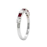 Platinum Bar Set Diamond and Ruby Band