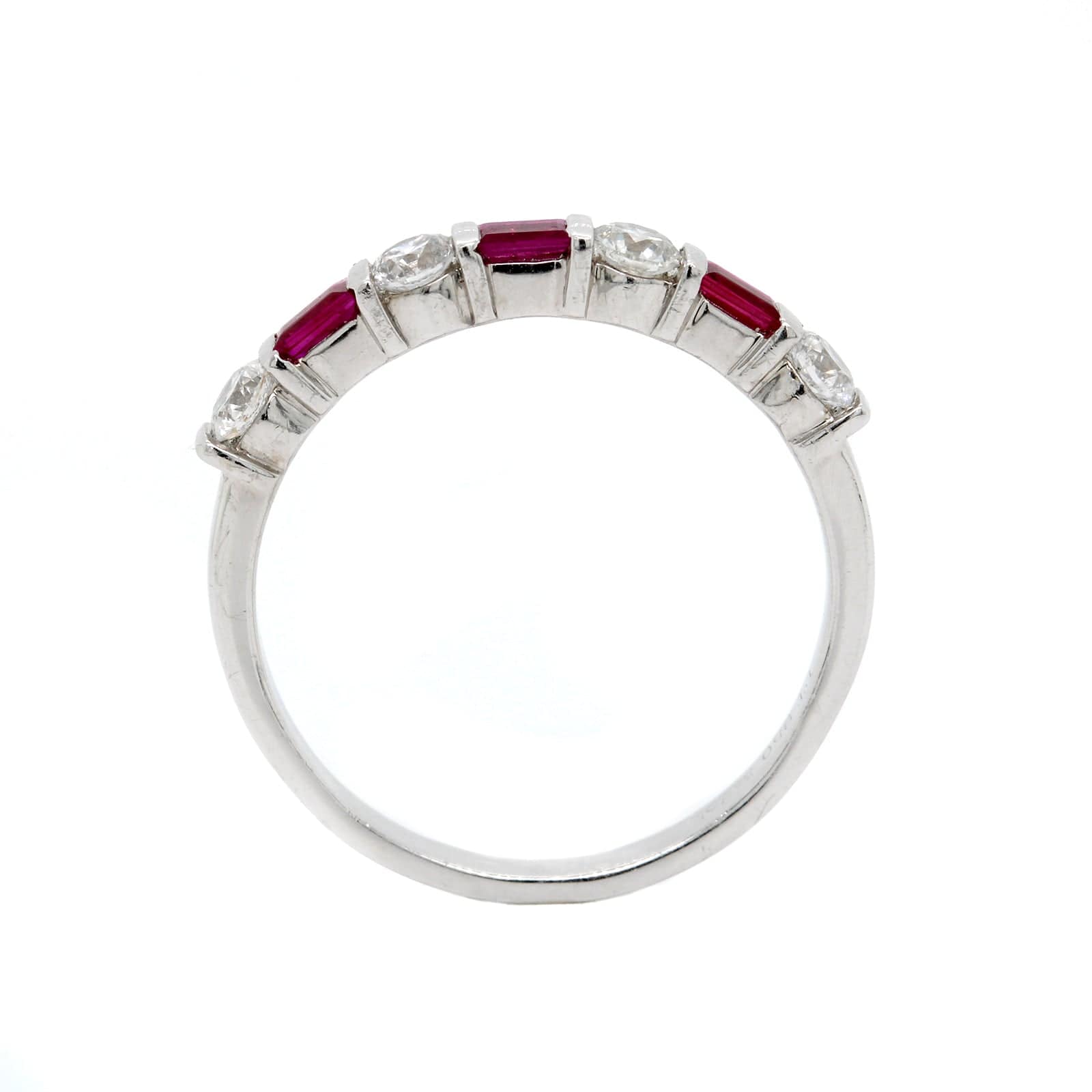 Platinum Bar Set Diamond and Ruby Band