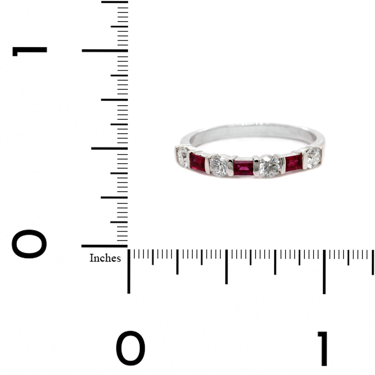 Platinum Bar Set Diamond and Ruby Band