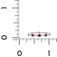 18K White Gold Prong Set Diamond and Ruby Band
