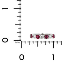 Platinum 7 Stone Shared Prong Alternating Ruby and Diamond Band