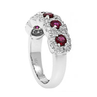 18K White Gold Ruby and Diamond Halo Band