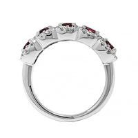 18K White Gold Ruby and Diamond Halo Band