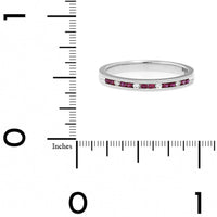 18K White Gold Round Diamond and Ruby Channel Set Band