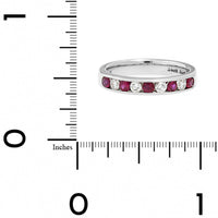 18K White Gold Round Diamond and Ruby Channel Set Band