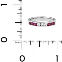 18K White Gold Round Diamond and Ruby Channel Set Band