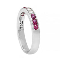18K White Gold Round Diamond and Ruby Channel Set Band