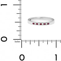 18K White Gold Round Diamond and Ruby Channel Set Band