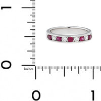 18K White Gold Round Diamond and Ruby Channel Set Band