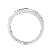 18K White Gold Round Diamond and Ruby Channel Set Band