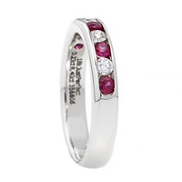 18K White Gold Round Diamond and Ruby Channel Set Band
