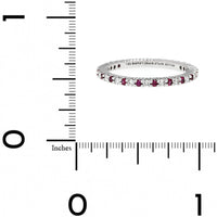 18K White Gold Prong Set Diamond and Ruby Eternity Band