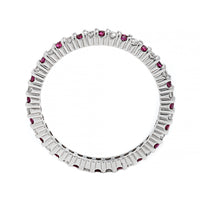 18K White Gold Prong Set Diamond and Ruby Eternity Band