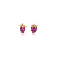 Sorellina 18K Yellow Gold Ruby Strawberry Stud Earrings