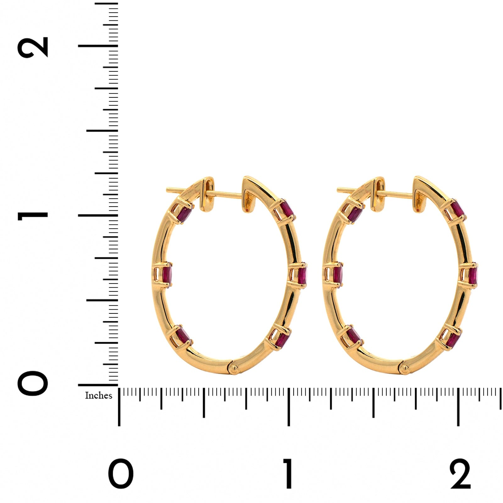Etho Maria 18K Yellow Gold Oval Ruby Inside Out Hoop Earrings