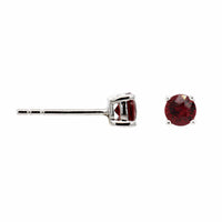 14K White Gold Round Ruby Stud Earrings