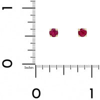 14K Yellow Gold Round Ruby Stud Earrings