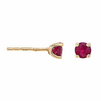 14K Yellow Gold Round Ruby Stud Earrings