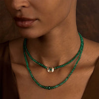 Azlee 18K Yellow Gold Emerald Bead Necklace
